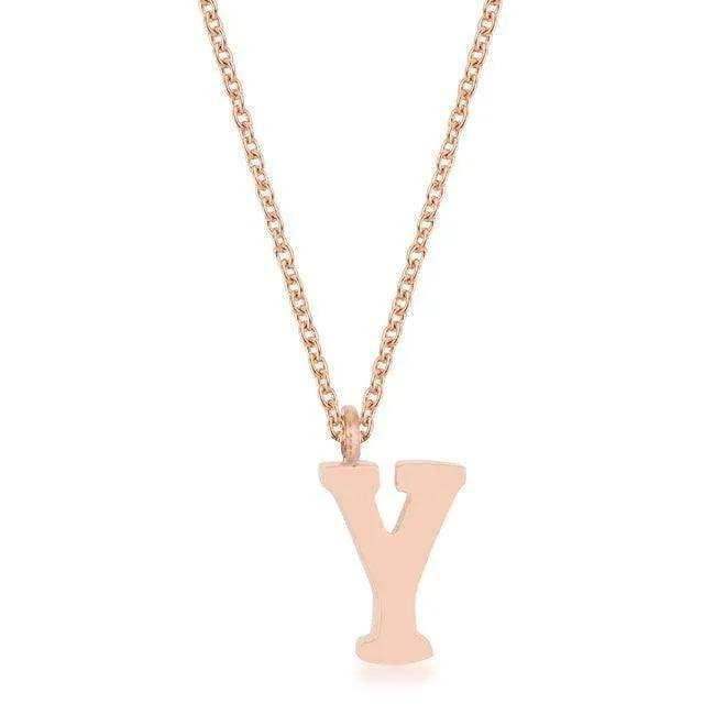 Elaina Rose Gold Stainless Steel Y Initial Necklace - JGI - Flyclothing LLC