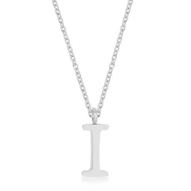 Elaina Rhodium Stainless Steel I Initial Necklace - JGI - Flyclothing LLC