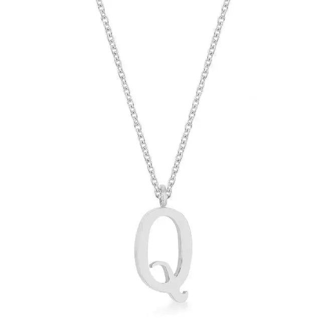 Elaina Rhodium Stainless Steel Q Initial Necklace - JGI - Flyclothing LLC