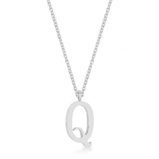 Elaina Rhodium Stainless Steel Q Initial Necklace - JGI - Flyclothing LLC