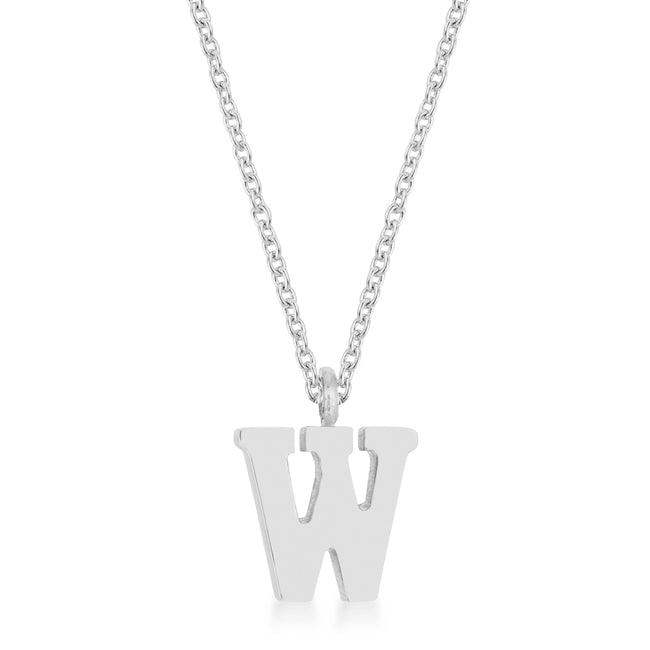 Elaina Rhodium Stainless Steel W Initial Necklace - JGI - Flyclothing LLC