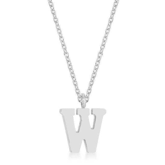 Elaina Rhodium Stainless Steel W Initial Necklace - JGI - Flyclothing LLC