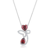 Clarise 3.2ct Garnet CZ Rhodium Abstract Heart Drop Necklace - JGI - Flyclothing LLC