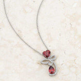 Clarise 3.2ct Garnet CZ Rhodium Abstract Heart Drop Necklace - JGI - Flyclothing LLC