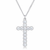 Micro Beaded Rhodium Plated Clear CZ Cross Pendant - JGI - Flyclothing LLC