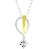 Two-tone Finish Raindrop Cubic Zirconia Pendant - JGI - Flyclothing LLC