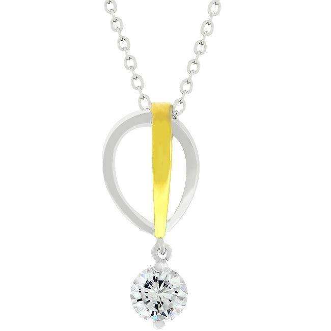 Two-tone Finish Raindrop Cubic Zirconia Pendant - JGI - Flyclothing LLC