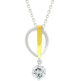 Two-tone Finish Raindrop Cubic Zirconia Pendant - JGI - Flyclothing LLC