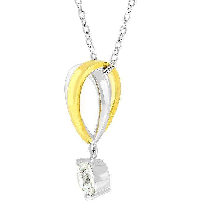 Two-tone Finish Raindrop Cubic Zirconia Pendant - JGI - Flyclothing LLC