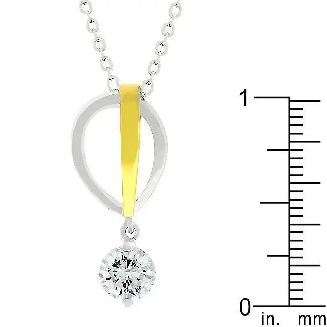 Two-tone Finish Raindrop Cubic Zirconia Pendant - JGI - Flyclothing LLC