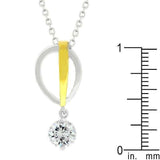 Two-tone Finish Raindrop Cubic Zirconia Pendant - JGI - Flyclothing LLC