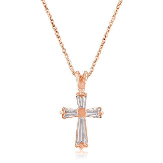 Rose Gold Plated Cross Necklace - JGI - Flyclothing LLC