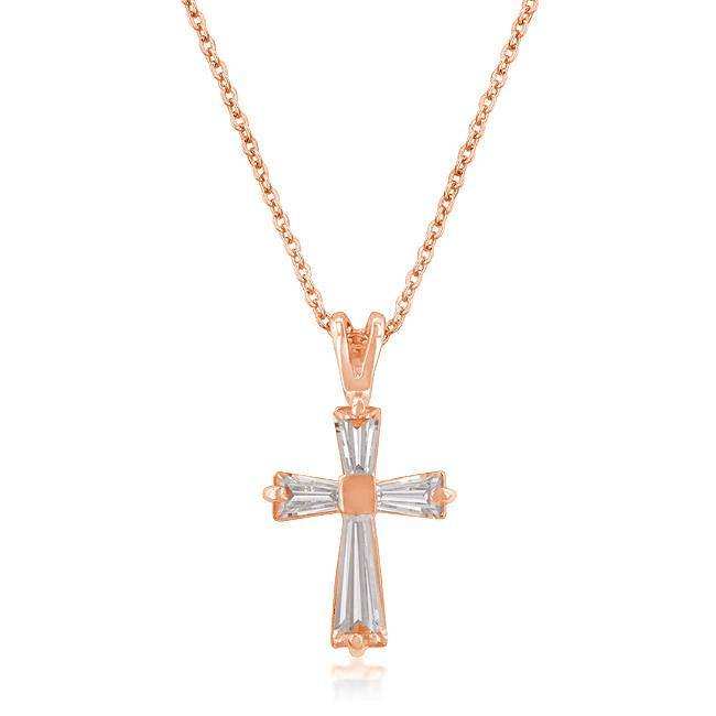 Rose Gold Plated Cross Necklace - JGI - Flyclothing LLC