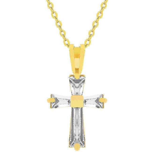 Goldtone Finish Baguette Cross - JGI - Flyclothing LLC
