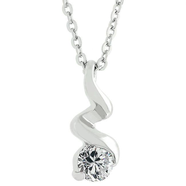 Rhodium Plated Finish Twist Pendant - JGI
