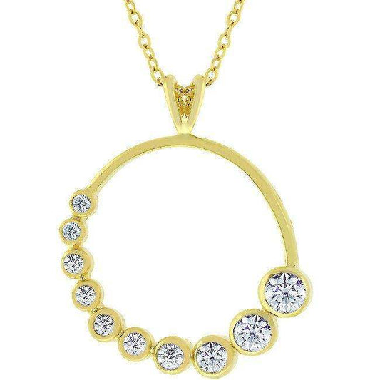 Golden Graduated Cubic Zirconia Circle Pendant - JGI - Flyclothing LLC