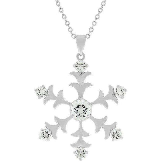 Rhodium Plated Snowflake Pendant - JGI - Flyclothing LLC