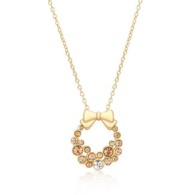 Holiday Wreath Champagne Crystal Pendant - JGI - Flyclothing LLC