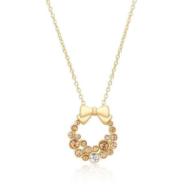 Holiday Wreath Champagne Crystal Pendant - JGI - Flyclothing LLC