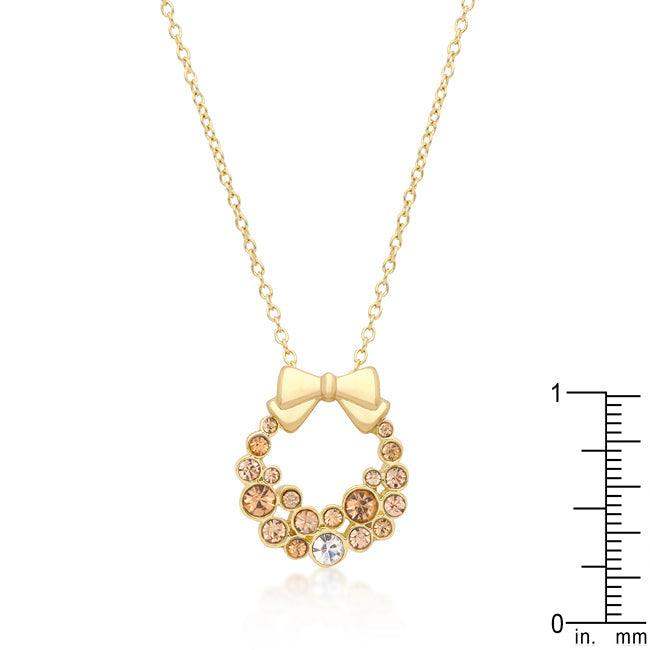 Holiday Wreath Champagne Crystal Pendant - JGI - Flyclothing LLC
