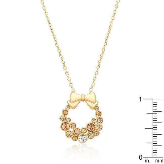 Holiday Wreath Champagne Crystal Pendant - JGI - Flyclothing LLC