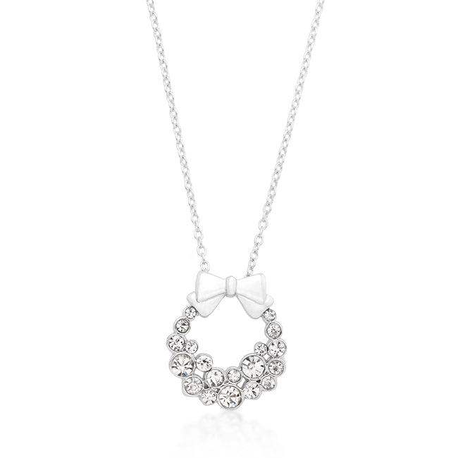 Holiday Wreath Clear Crystal Pendant - JGI - Flyclothing LLC