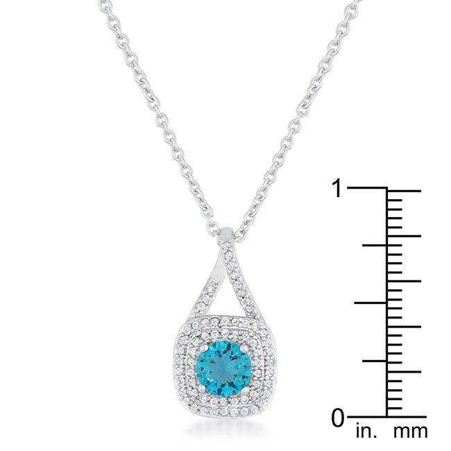 Christal 1.2ct Aqua CZ Rhodium Classic Necklace - JGI - Flyclothing LLC