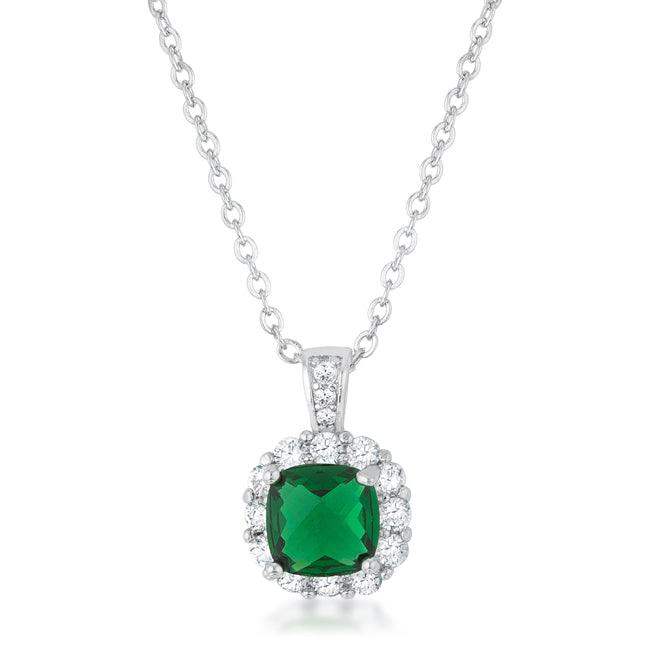 Liz 2.6ct Emerald CZ Rhodium Classic Necklace - JGI - Flyclothing LLC