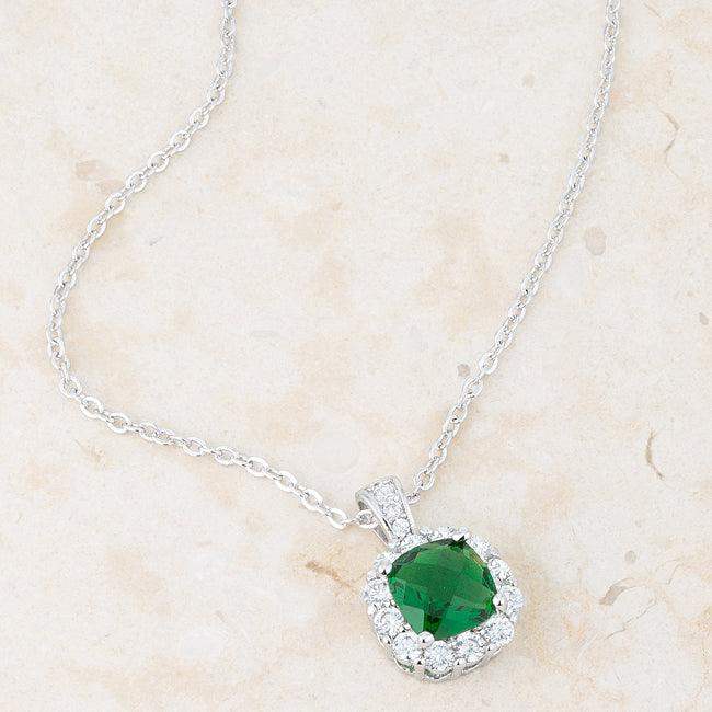 Liz 2.6ct Emerald CZ Rhodium Classic Necklace - JGI - Flyclothing LLC