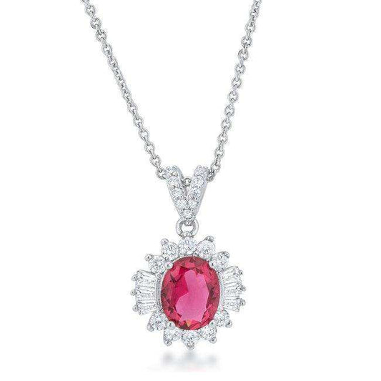 Chrisalee 3.2ct Ruby CZ Rhodium Classic Drop Necklace - JGI - Flyclothing LLC