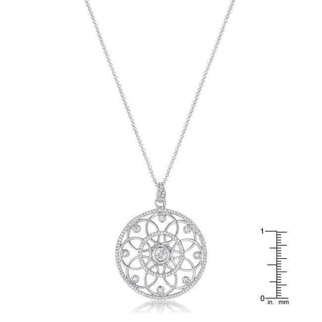 1.4 Ct Rhodium Pendant Necklace with Interlocking Circles and CZ - JGI - Flyclothing LLC