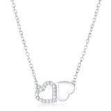 Sweet and Romantic Rhodium Melded CZ Hearts Necklace - JGI