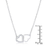 Sweet and Romantic Rhodium Melded CZ Hearts Necklace - JGI