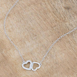 Sweet and Romantic Rhodium Melded CZ Hearts Necklace - JGI