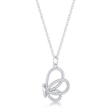 Whimsical Rhodium CZ Butterfly Pendant and Necklace - JGI - Flyclothing LLC