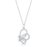 Whimsical Rhodium CZ Butterfly Pendant and Necklace - JGI - Flyclothing LLC
