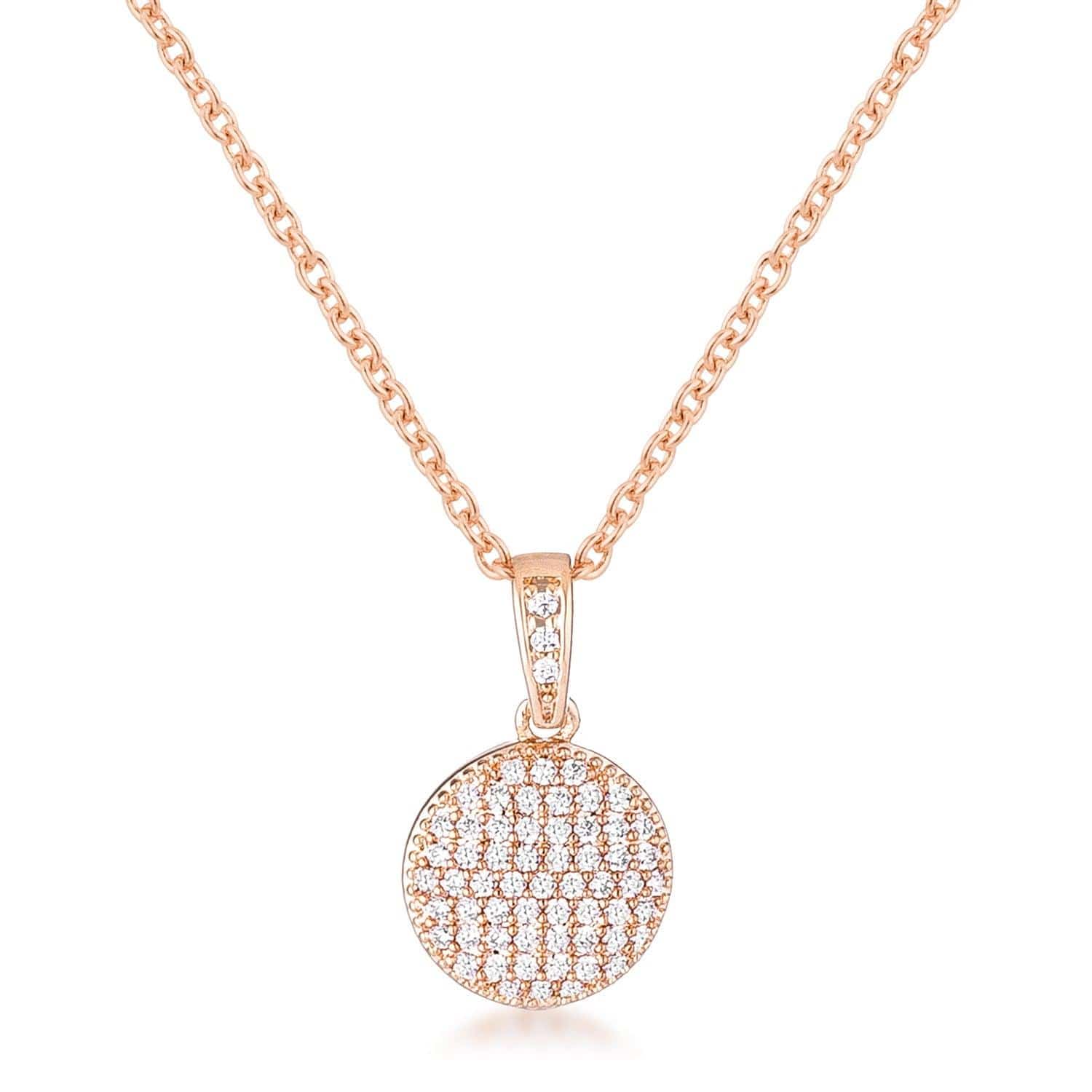 Rose Gold Plated Necklace with CZ Disk Pendant - JGI - Flyclothing LLC