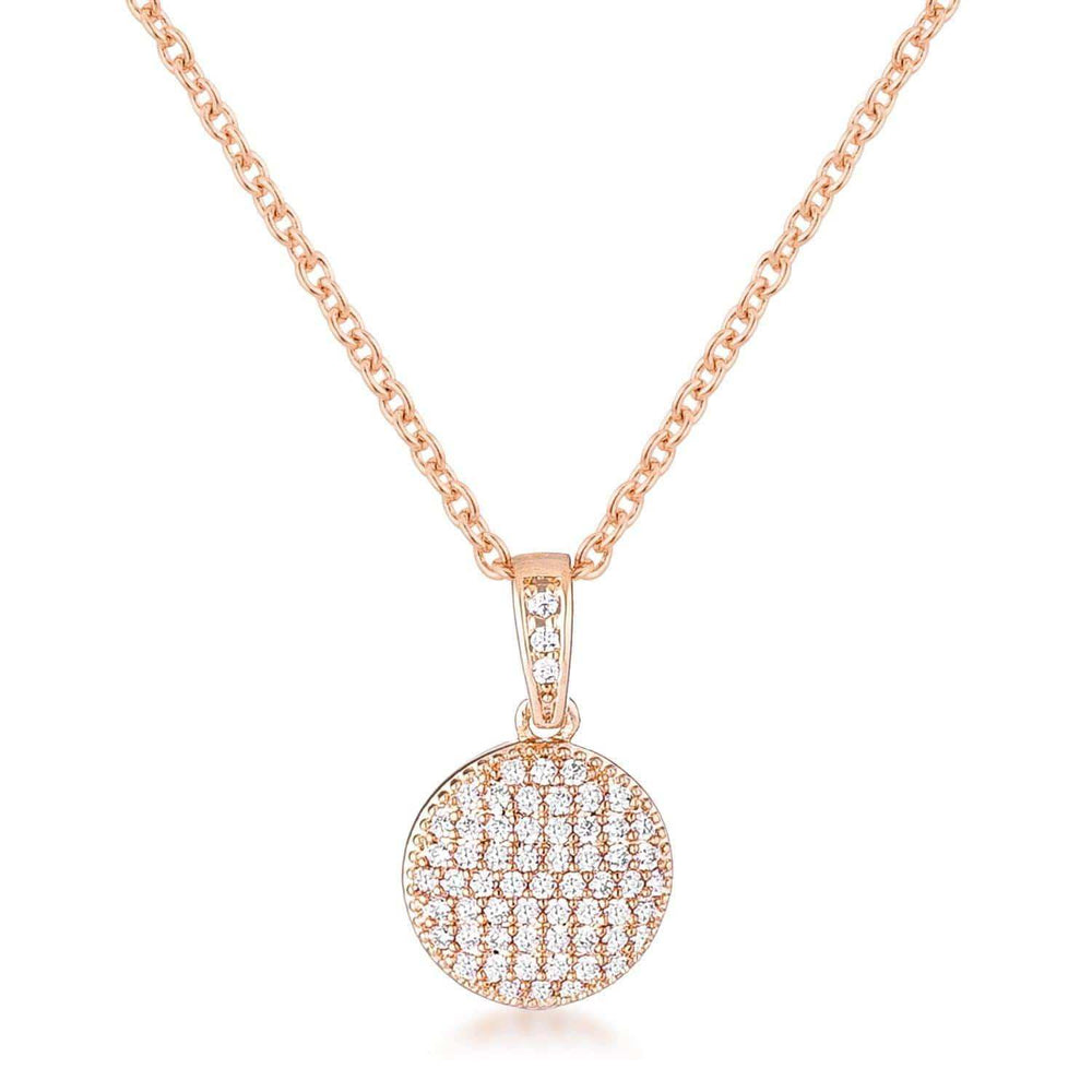 Rose Gold Plated Necklace with CZ Disk Pendant - JGI - Flyclothing LLC