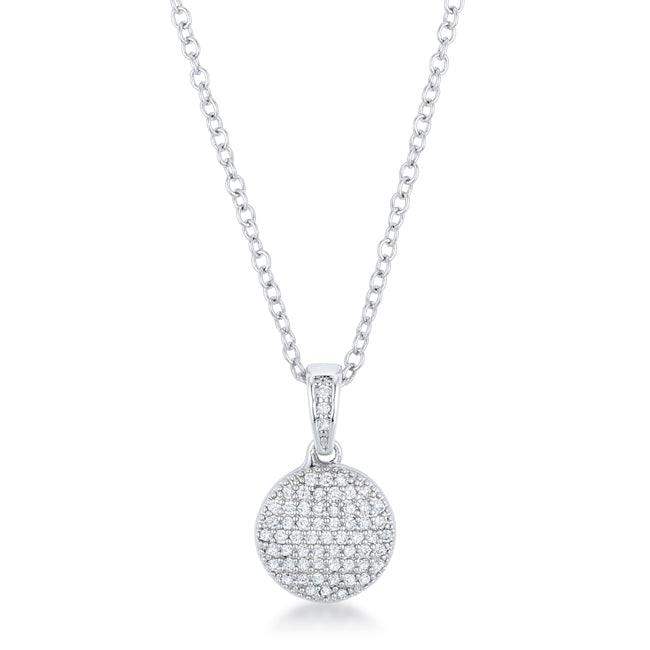 Rhodium Necklace with CZ Disk Pendant - JGI - Flyclothing LLC