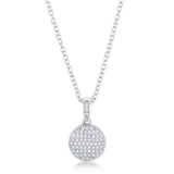 Rhodium Necklace with CZ Disk Pendant - JGI - Flyclothing LLC