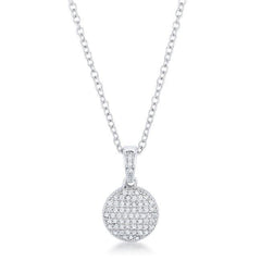 Rhodium Necklace with CZ Disk Pendant - JGI