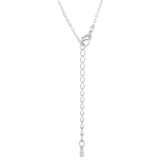Rhodium Necklace with CZ Disk Pendant - JGI
