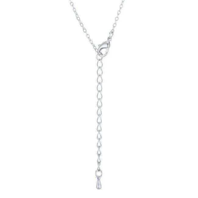 Rhodium Necklace with CZ Disk Pendant - JGI - Flyclothing LLC