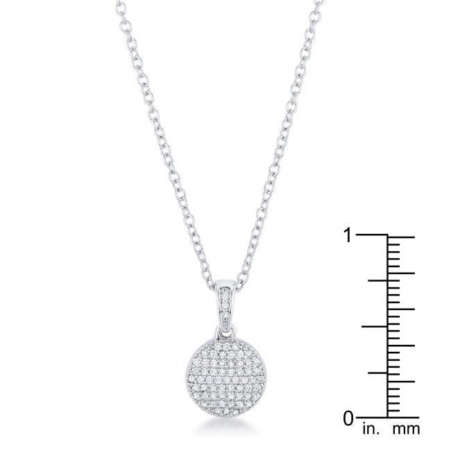 Rhodium Necklace with CZ Disk Pendant - JGI