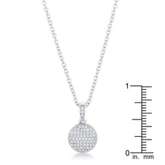 Rhodium Necklace with CZ Disk Pendant - JGI