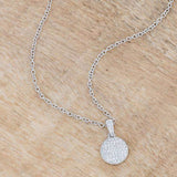 Rhodium Necklace with CZ Disk Pendant - JGI - Flyclothing LLC