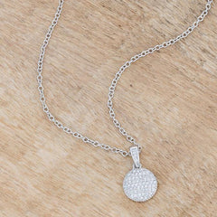 Rhodium Necklace with CZ Disk Pendant - JGI
