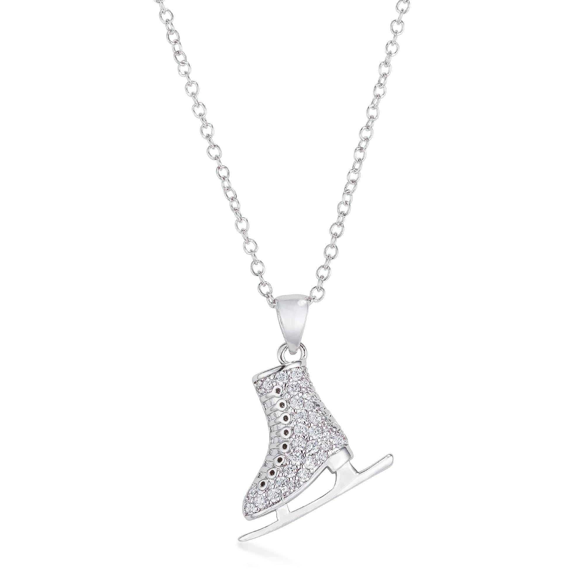 Delicate .4Ct Rhodium Plated Ice Skate Pendant - JGI - Flyclothing LLC