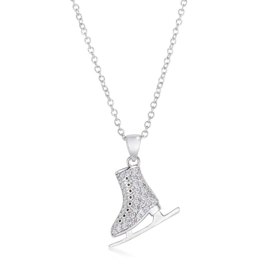 Delicate .4Ct Rhodium Plated Ice Skate Pendant - JGI - Flyclothing LLC