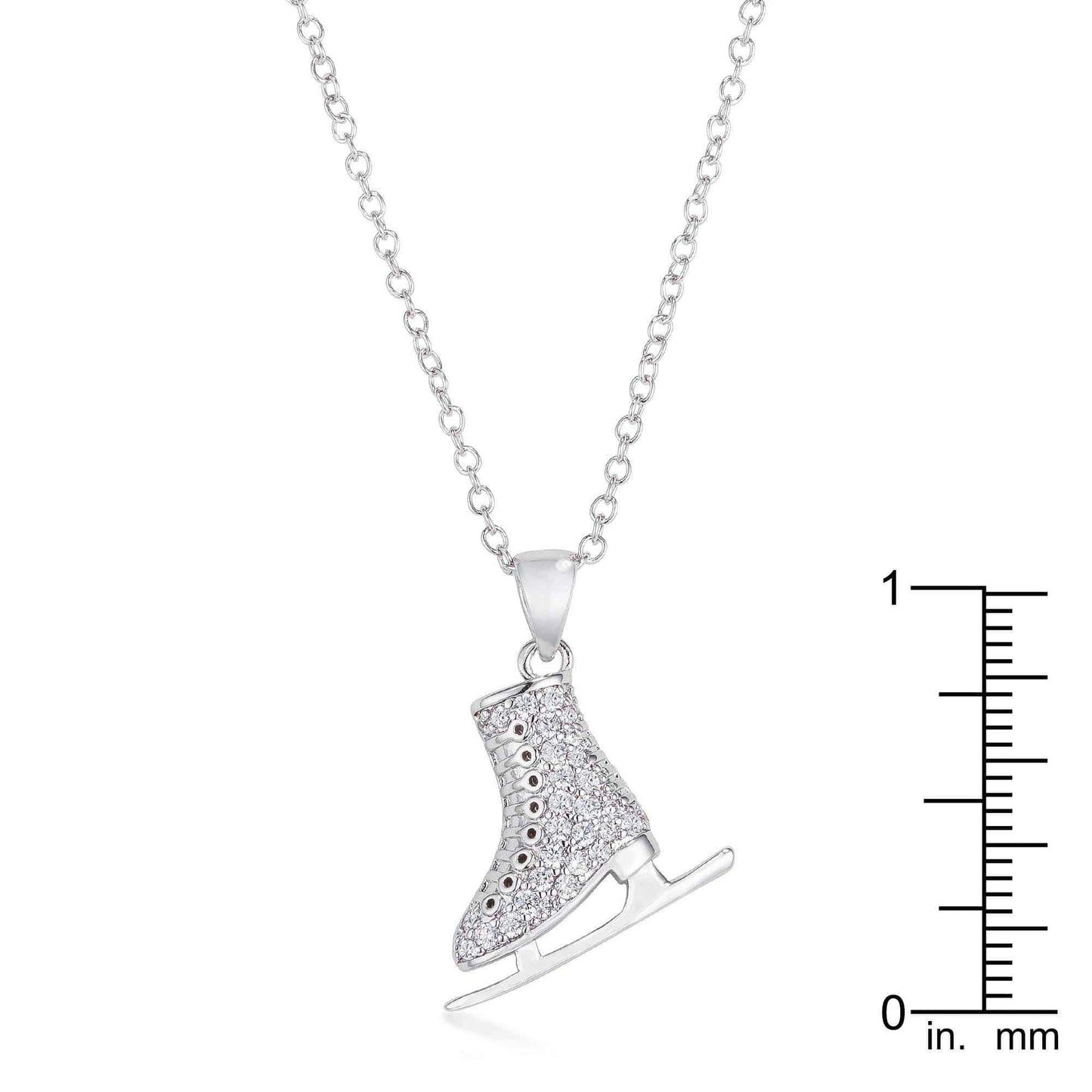 Delicate .4Ct Rhodium Plated Ice Skate Pendant - JGI - Flyclothing LLC